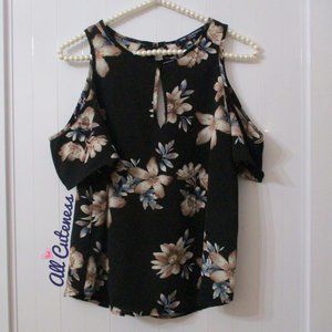 Cold Shoulder Floral Top Size S